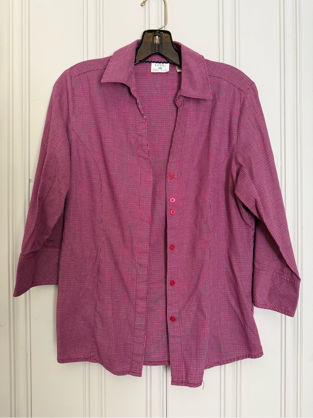 Lee Women's Pink Micro-Check Button-Down Shirt